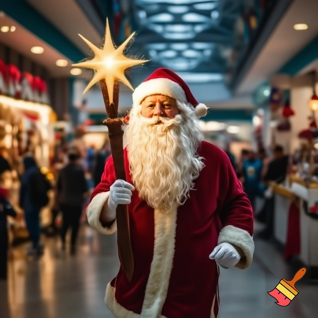 Santa Claus walking at the shopping centre a wizard Santa Claus the real Santa Claus🌟💫🎄🎁🎁🎁🎁🎁🎁🎁🎁🎁🎁🎁🎁 stick Santa Claus the big Santa Claus with a star walking stick with the star Santa Claus special Santa Claus🌠