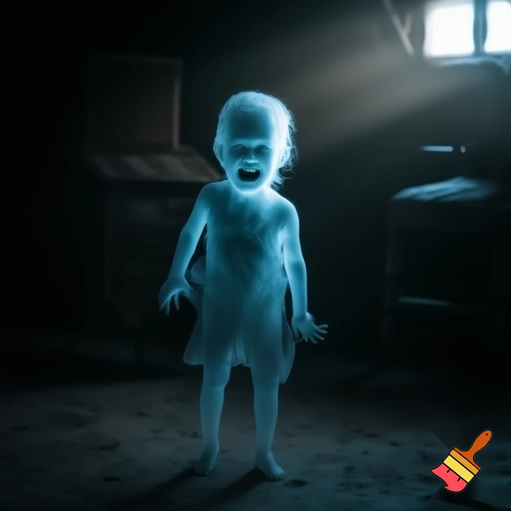 A ghost kid looking mad with no pp