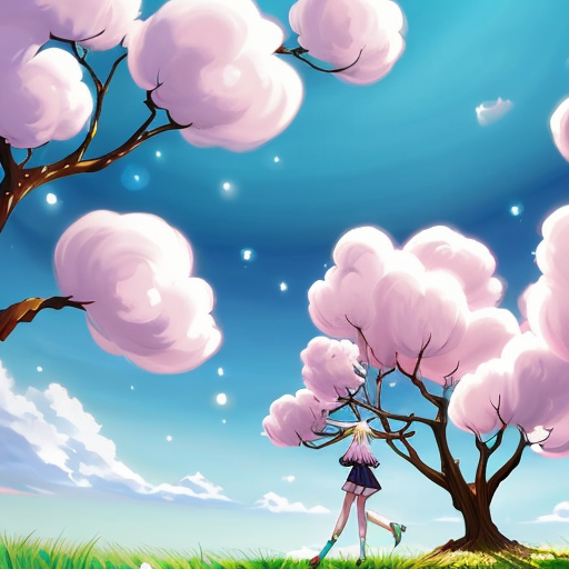 A tree with arms and legs covered in cotton candy 