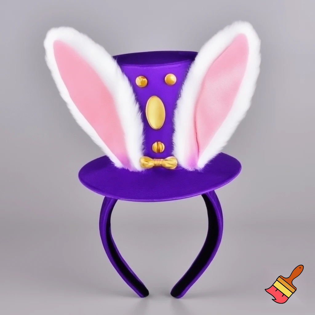 Easter bunny top hat headband, purple and white with gold