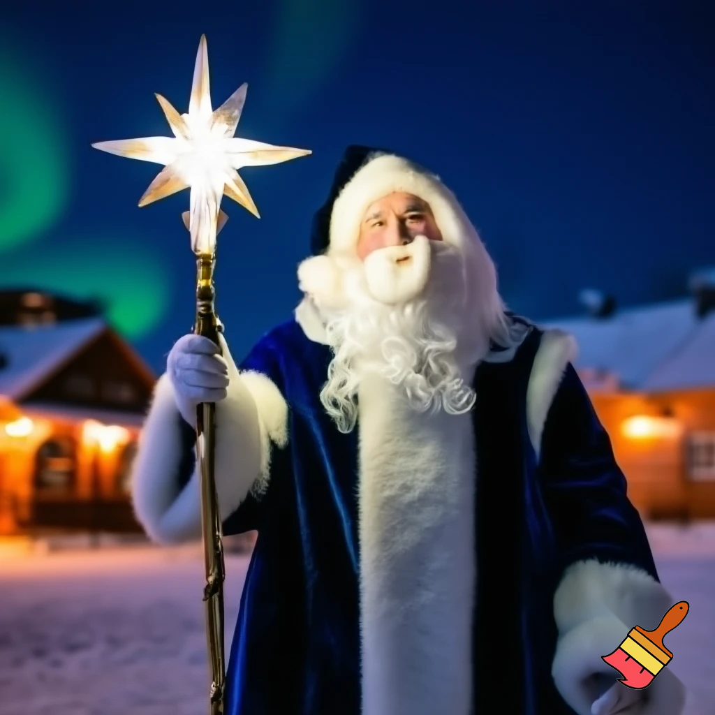 Santa Claus Russian with a star walking stick