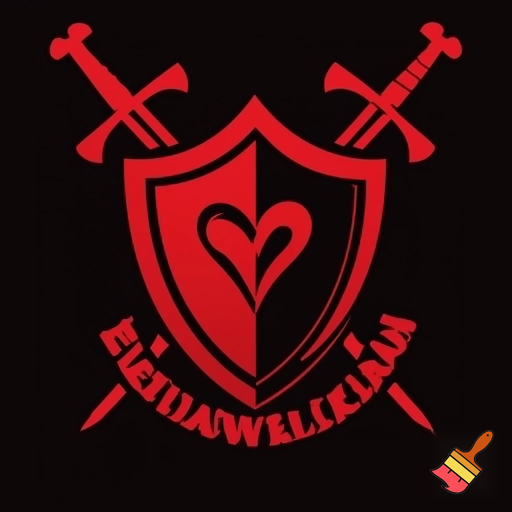 Counseling office logo that says fairview counseling with a templar night and a heart pt something somewhere to show the counselors care about the school. Red and black theme add fairview counseling to it and put the templar shield and swords behind it 
