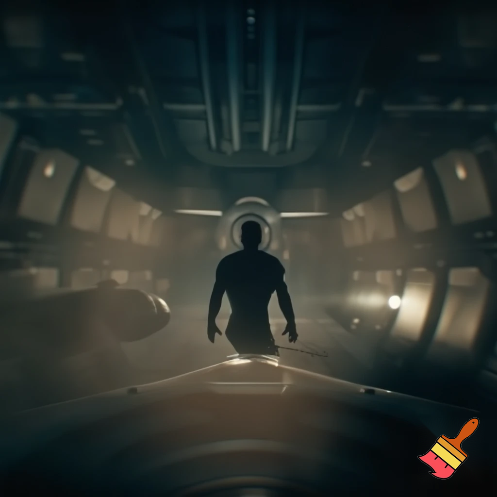 Hidden cryo-hangar under dust layers — a sleek single-purpose spacecraft being prepared, rows of embryo cryo-bays, protagonist loading select pods, soft lamplight in contrast to deep shadow OF A MALE MUSCULAR HUMANOID, epic launch atmosphere, cinematic wide-angle, highly detailed industrial sci-fi.

Settings / Steps:

Aspect ratio 2:1 or 16:9.

Lighting: low-key, with backlight halo as engines ignite.

Elements: scuffed metal, dust particles, reflected warning lights.

Convey weight and quiet sorrow.


Negative prompt: crowd, modern commercial logos, watermark, low detail

Variations: launch silhouette against planet; interior cockpit view.
