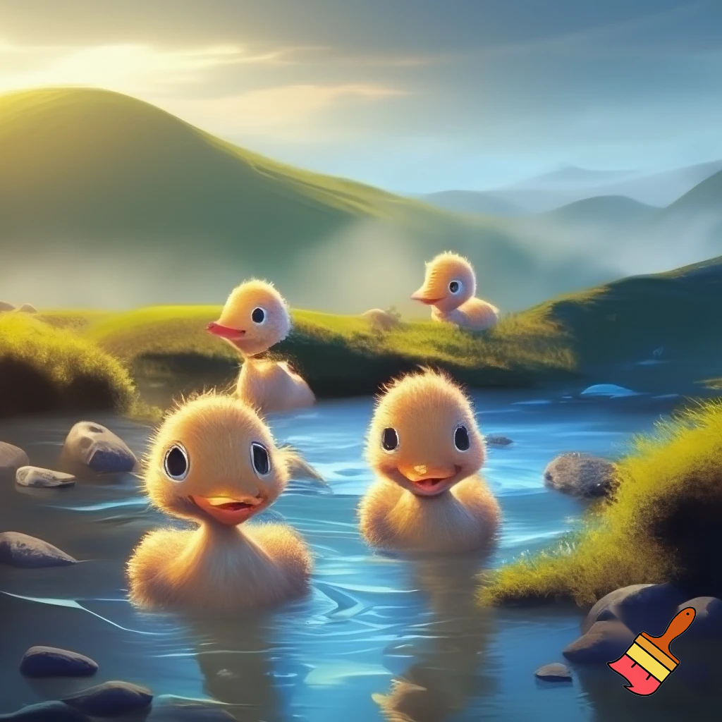 Five little ducks went swimming one day over the hills and far away mother duck said, quack, quack, quack! but only four little ducks came back