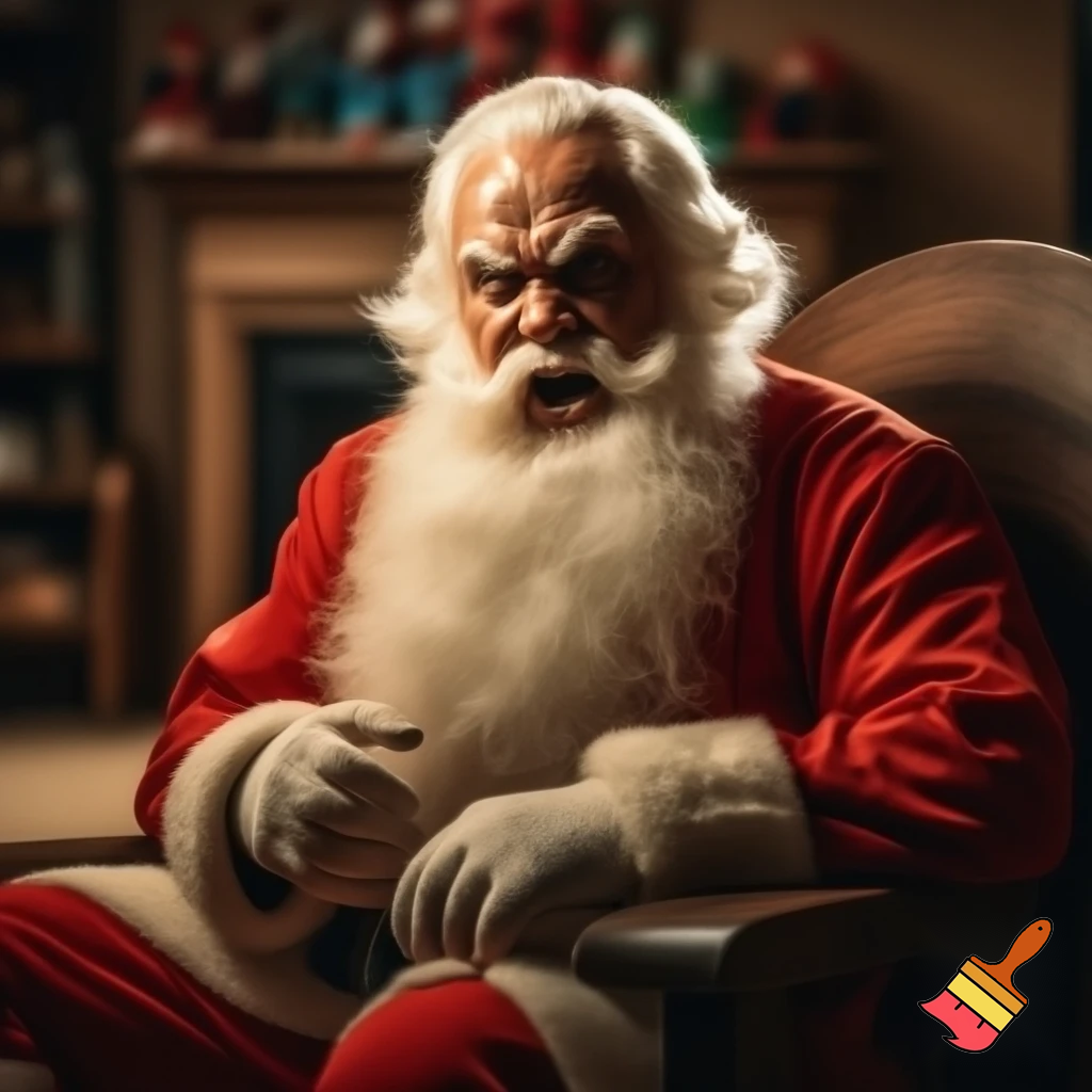 Santa Claus, a chair angry Santa of the angry Santa Claus