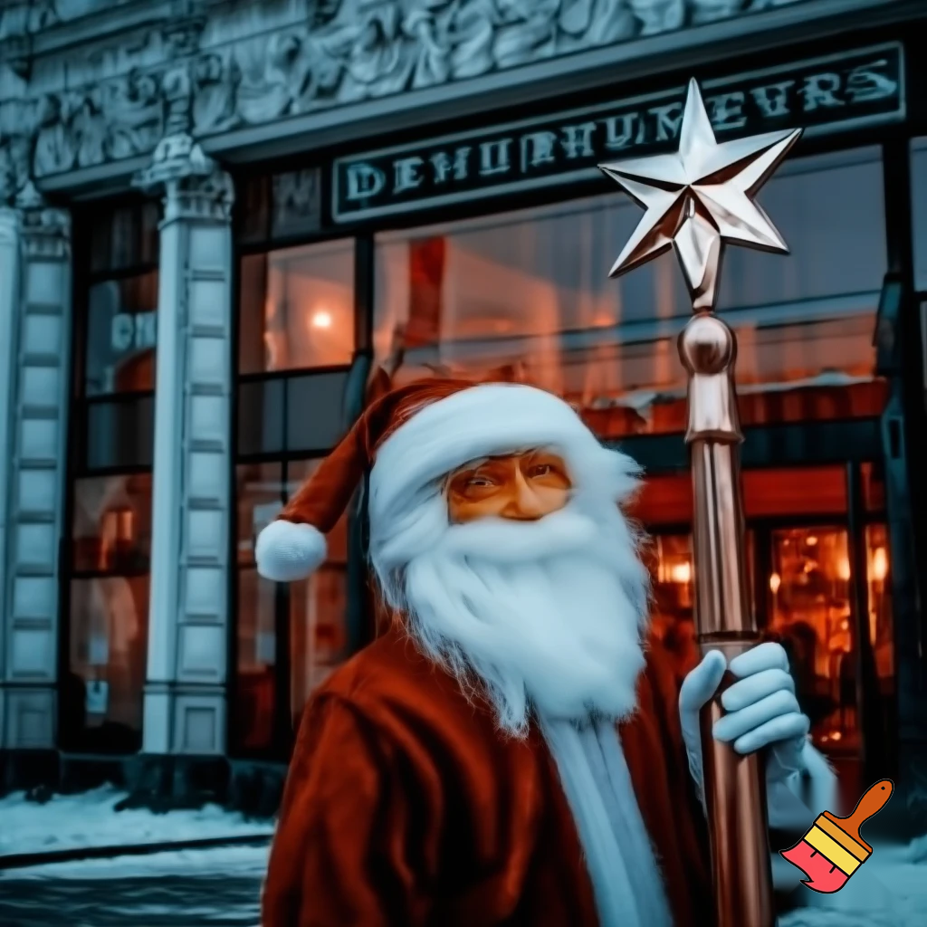  Santa Claus, Russia walking stick with a star shopping centre the real Santa Claus