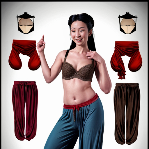 90's disney's 2d aladdin style comic dark blue background and panels of panel 1 Pocahontas barefoot with brown harem pants and bra with both hand palms place together and hiding the bottom of her mouth with a brown veil wrapped around her arms and attached to her head. 
panel 2 she danced with brown harem pants barefoot with brown bra and brown veil wrapped around her arms and shoulders and raising legs and panel 3 Pocahontas barefoot with brown harem pants and bra just bounced up and down her belly  and shook her hips left and right. 
panel 4 as Pocahontas barefoot with brown harem pants and bra spreading her arms, happily revealing her face to the viewer and giving a smile as she turns around shook her butt left and right. 
Panel 5 Pocahontas barefoot with brown harem pants and bra started to fading away , except her belly, which is bouncing around. 
Panel 6 then the ball transforms into the fading in belly of mulan  with red harem pants and red bra and red curved slippers with a  red veil wrapped around her arms and shoulders with her swaying her hips. 
Panel 7 mulan with red harem pants, red bra and red curved slippers and with a red veil wrapped around her arms and shoulders and with her hand palms place together between her chest and she gives a smile and winking her left eye.