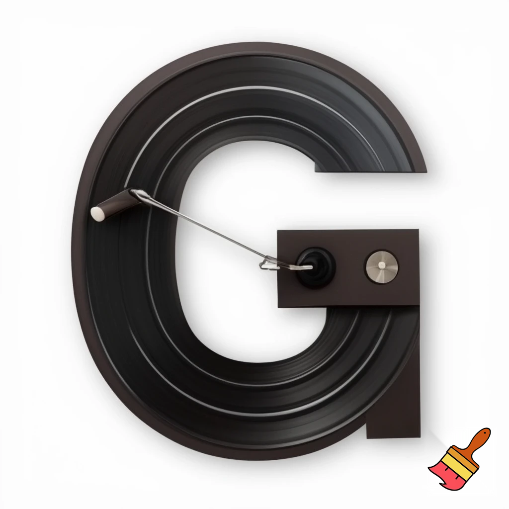A record player in the shape of the capital letter G