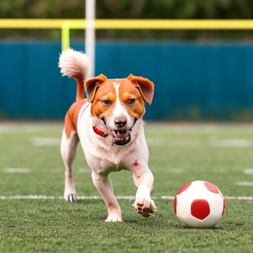 dog playing football
