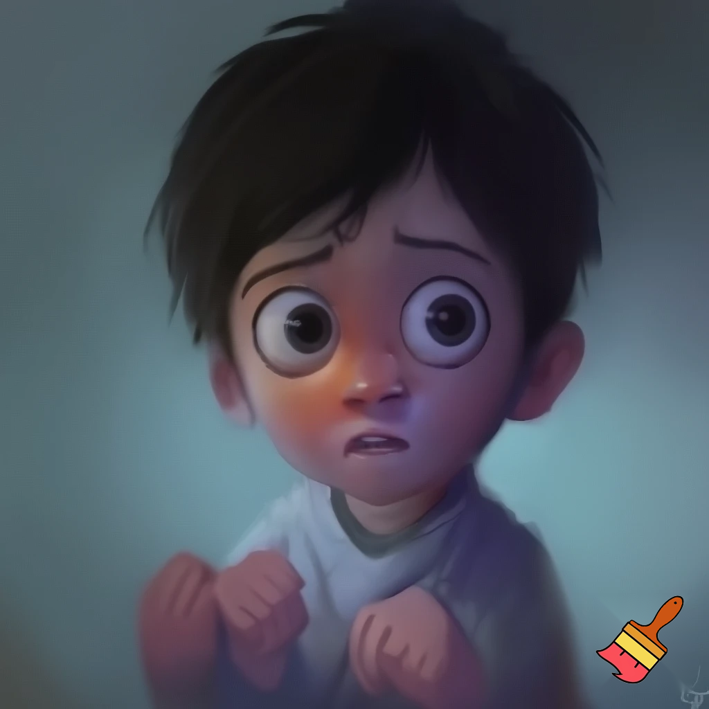 Scared and innocent little boy