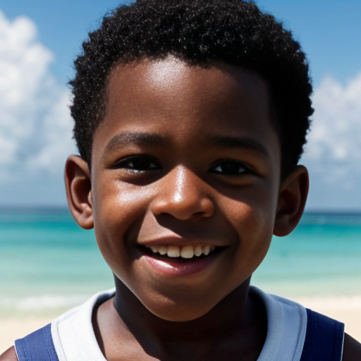 make a pic of black american son who seat on pog's island beach and put his name chriss on the pic.
