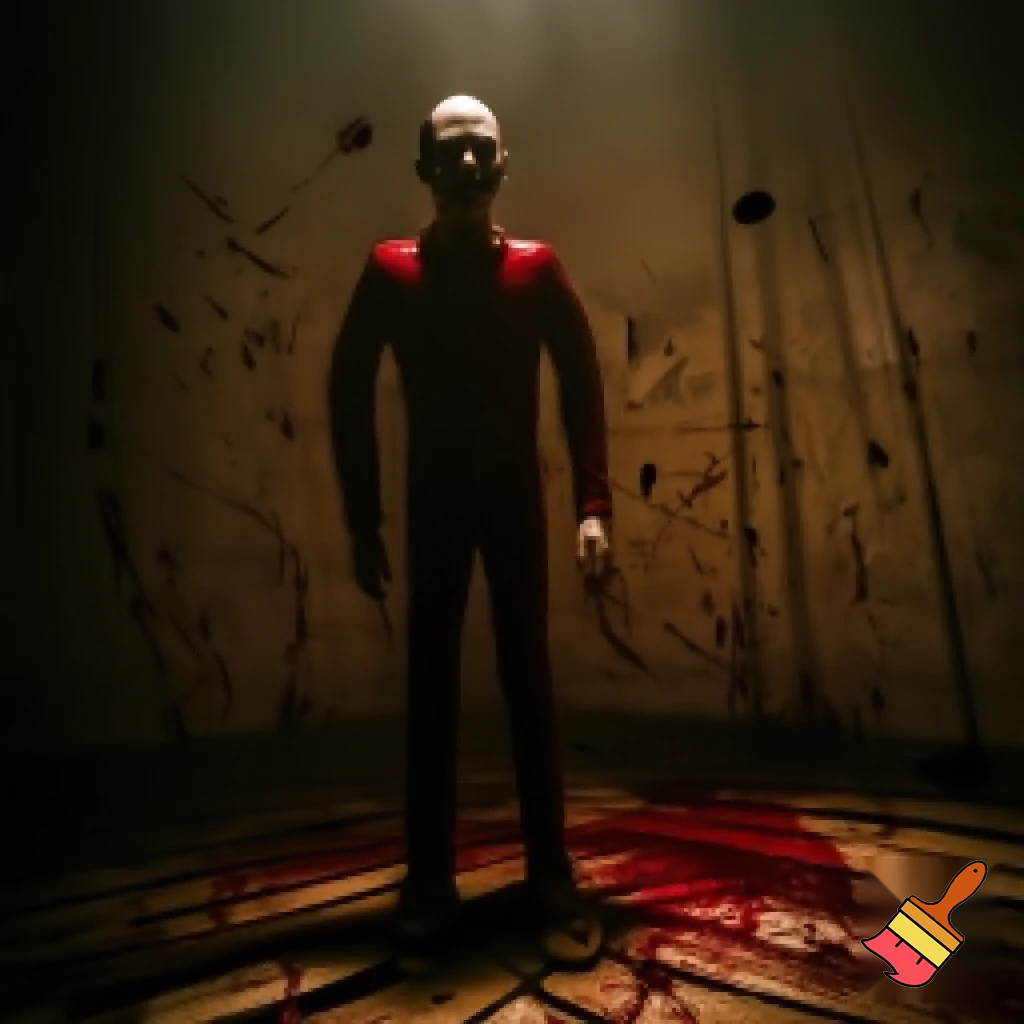 Give me a there for alastor that is creepy and spooky as possiblee with blood