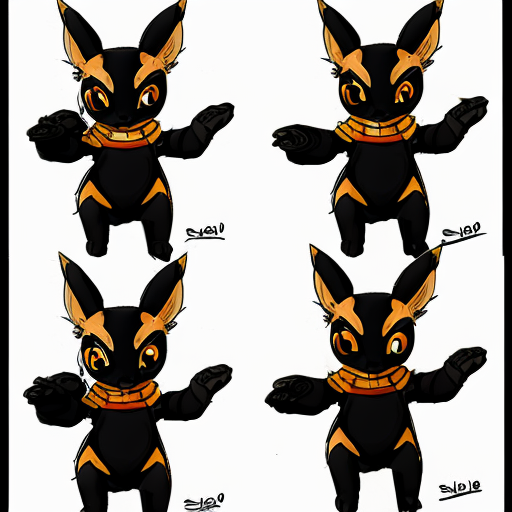 create an image, of different sketch poses for Umbreon