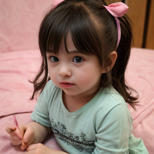 grean and perple little girl