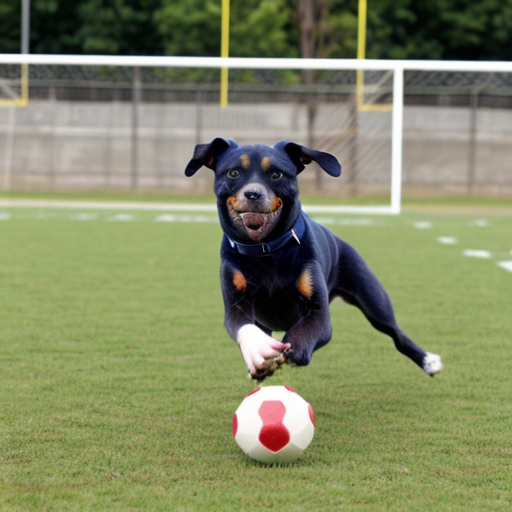 dog playing football
