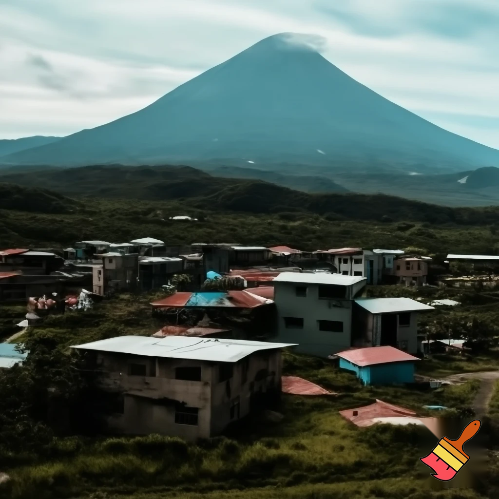 Poor neighborhood on the tip of a volcano