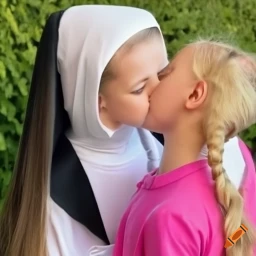 lesbian nun kisses blonde pigtail preteen girl