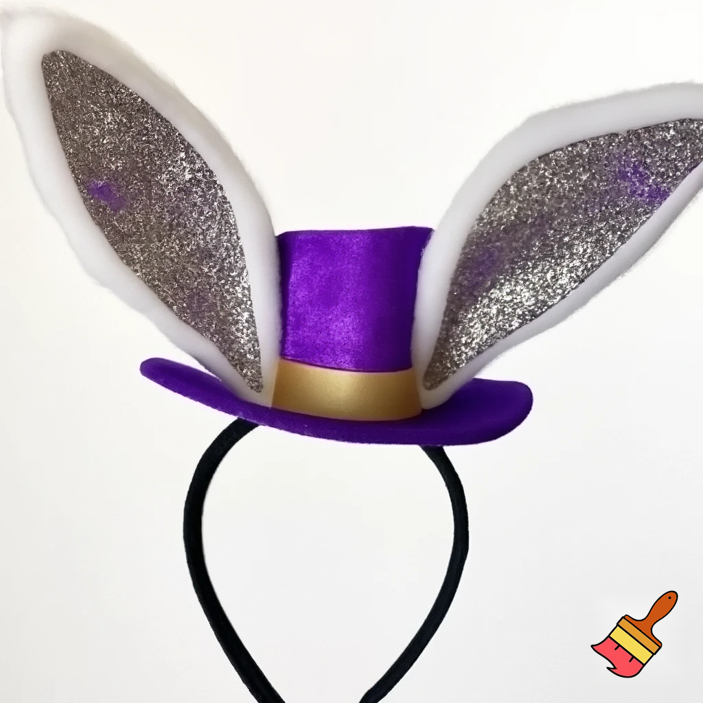 Special top hat headband Easter headband with rabbit, ears, purple and white purple and white with glitter velvet golden purple and white with glitter silver