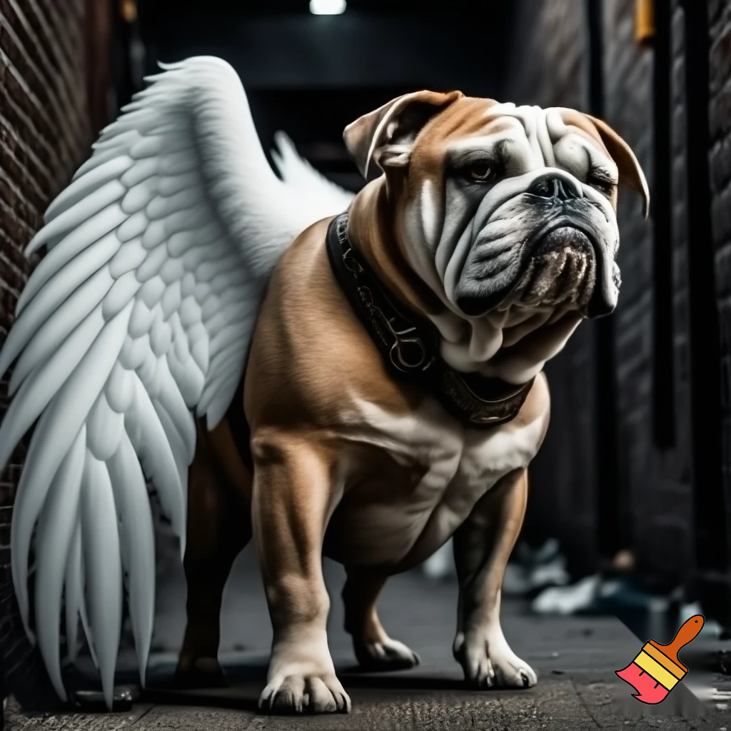 Gangster dog with angel wings