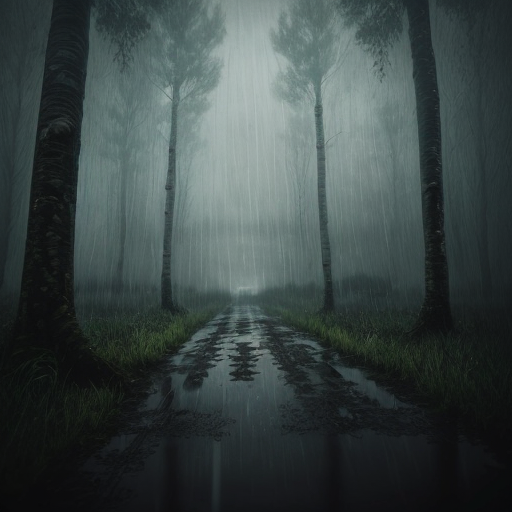 dark and gloomy environment forest rain