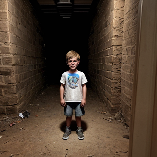make an very Erie picture of a kid in the basement in the corner and make the picture look like it was tooken from the guy that kidnapped the guy