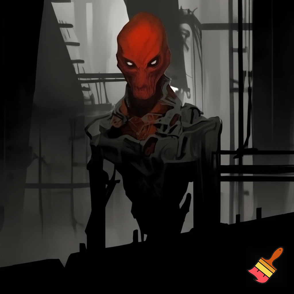 Red head, industrial art, minimalistas, creature horror