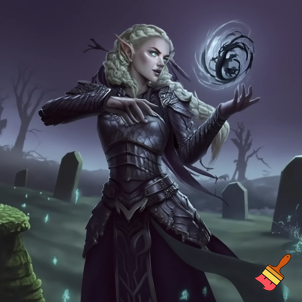 blonde sun elf death cleric necromancer