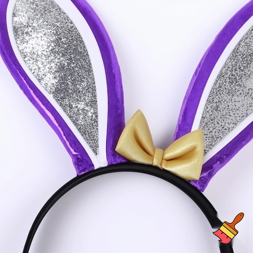 Easter bunny top hat headband, purple, white and gold and silver