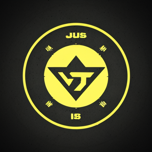 Logo JUPS in yellow color. Cyberpunk style.