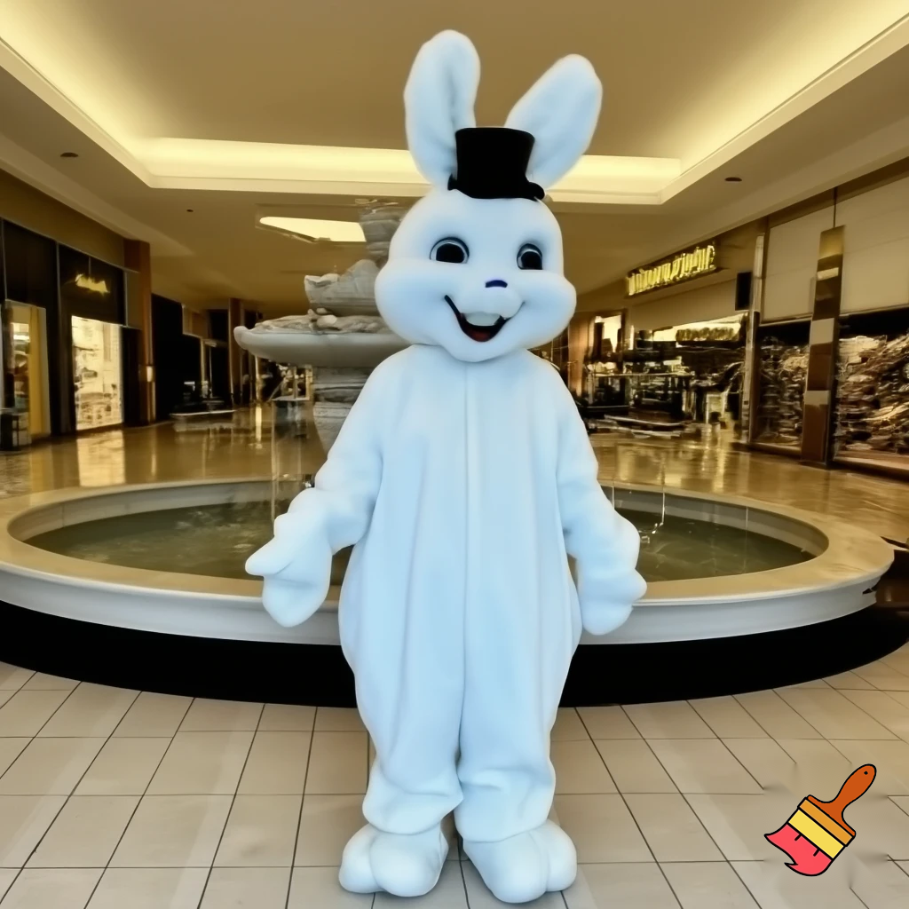  Easter bunny mascot costume top hat special land special in delicate shopping Centre Fountain Gate a colour face