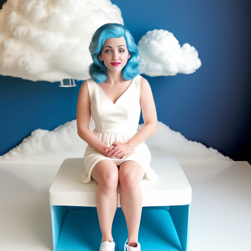 Smurfette white dress white shoes on a sitting Cloud