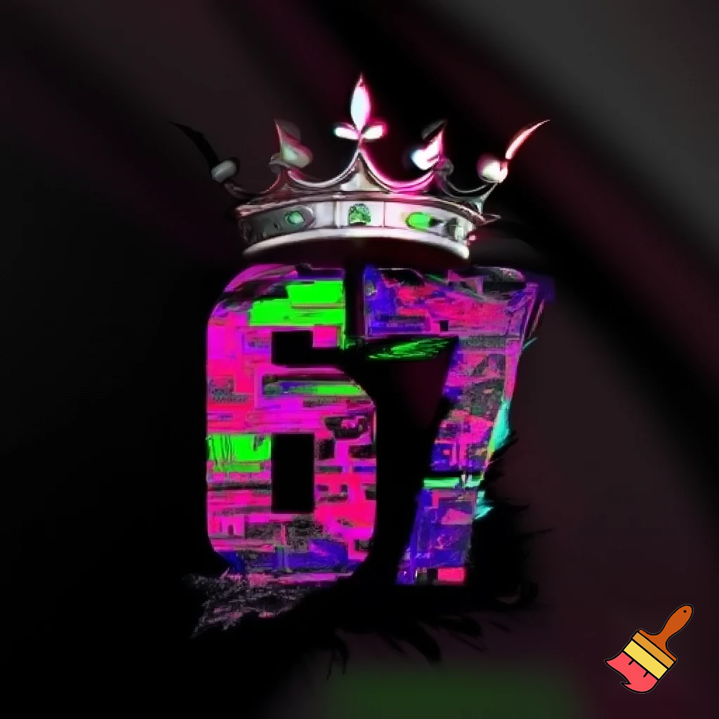 generate me a flag that has the 67 brainrot with a crwon on it