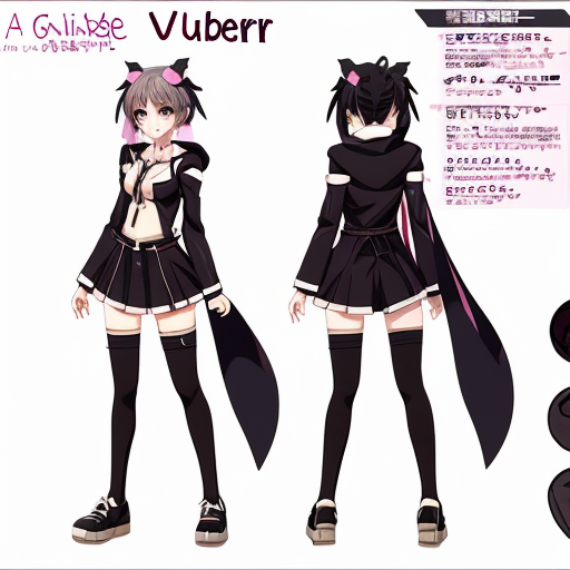 a reference sheet for a girl vtuber character design anime