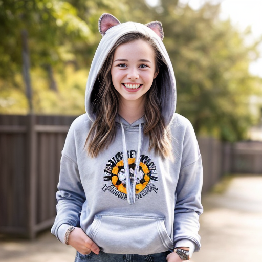 She looks like a bright, friendly Year 7 student with a warm smile and lively eyes. Her style is casual and trendy, often wearing jeans, sneakers, and maybe a hoodie from her favorite band. She might add fun accessories like bracelets or a necklace. With two dogs at home and dreams of becoming a zoologist, she has a slightly outdoorsy vibe. Overall, she appears cheerful, confident, and full of energy.