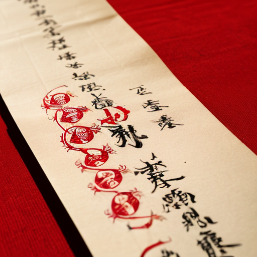 A scroll with seven red seals on it
