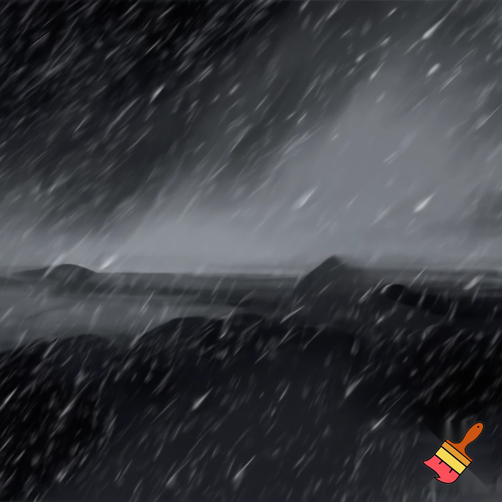 Polar Night with shades of gray in a snowstorm
