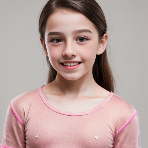 A 12 year old doing ballet (female) dark brown hair and Hazel/brownish eyes and singing too with pink clothes a beauty spot above the mouth and very light brown freckles 