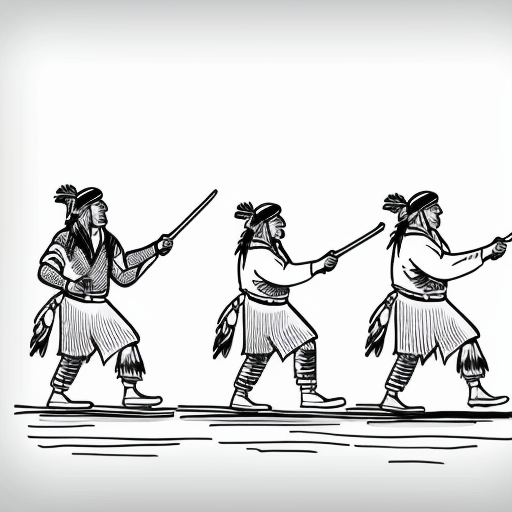 a water colored image of native American tribes hunting.