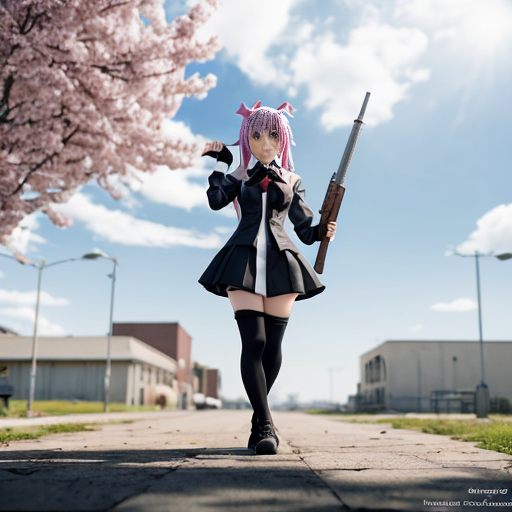 Создай мне фон где есть аниме персонаж с оружием и погода весеняя
