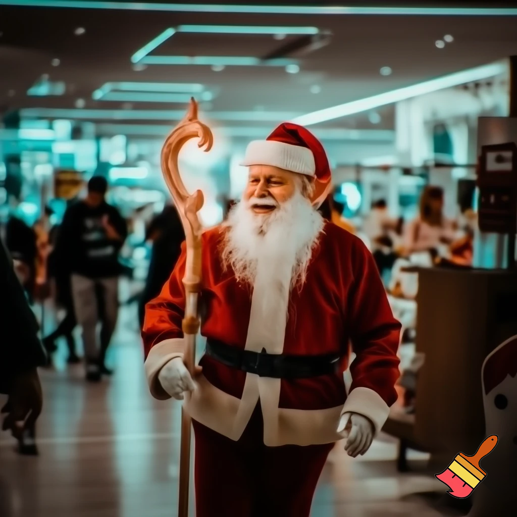 Santa Claus magic walking stick staff Russia shopping Centre Australia shopping immune in a star