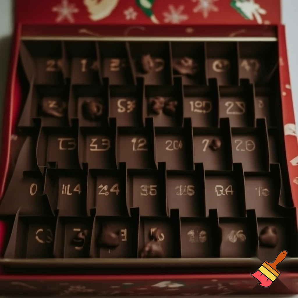 Chocolate advent calendar Numbers in the box a Christmas one