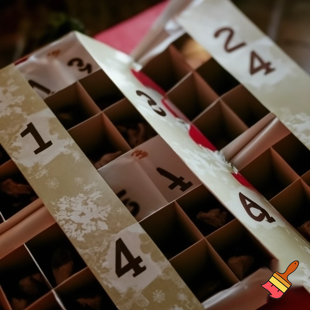 Chocolate advent calendar Numbers in the box a Christmas one hope the lead out how many days till Christmas? Christmas patterns countdown.