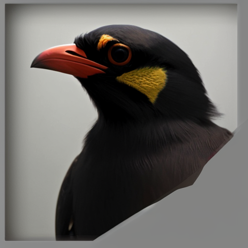 generate a image of a indian myna in a mugshot looking fierce, sinister, evil and deadly prison outfit