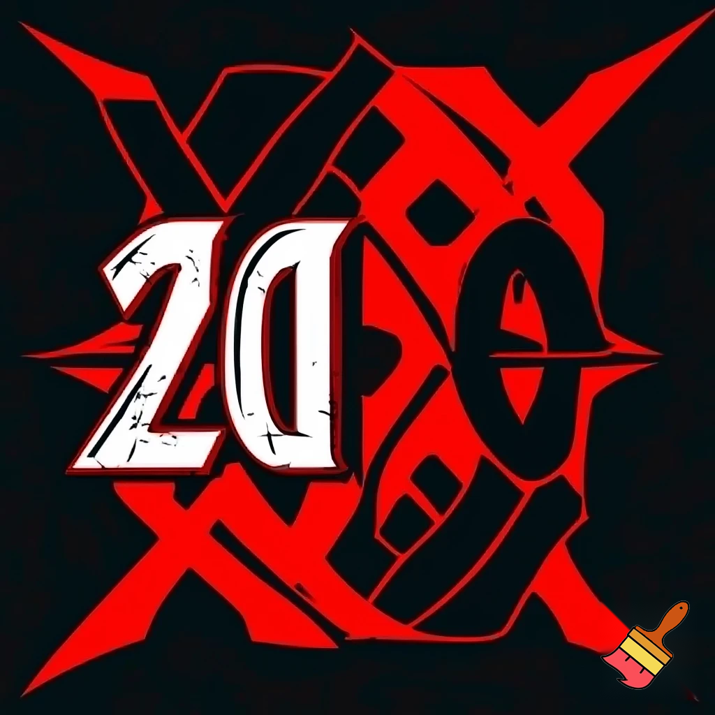 A band logo. The band is a rock band names twenty eighteen. The band colors are black, red, and white. It is a band of 6. Clean writing 