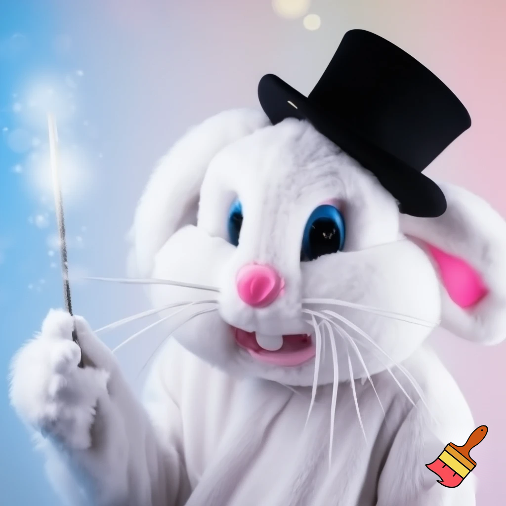 Easter bunny mascot costume top hat, whiskers magic