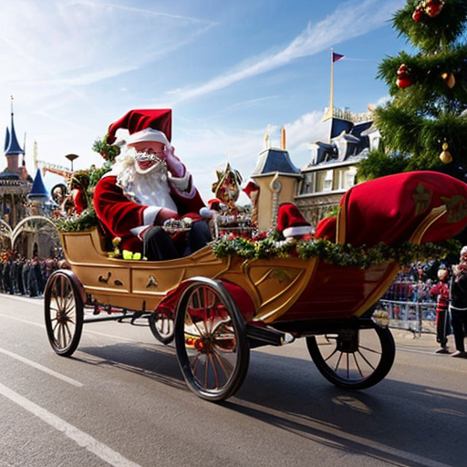 Santa Claus, France parade Paris Disneyland Santa sleigh castle Paris Santa Claus a big parade stage
