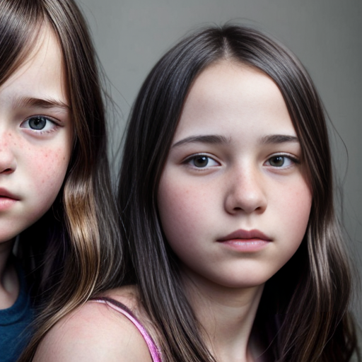 Generate a family photo of 16 year old triplet girls with black hair