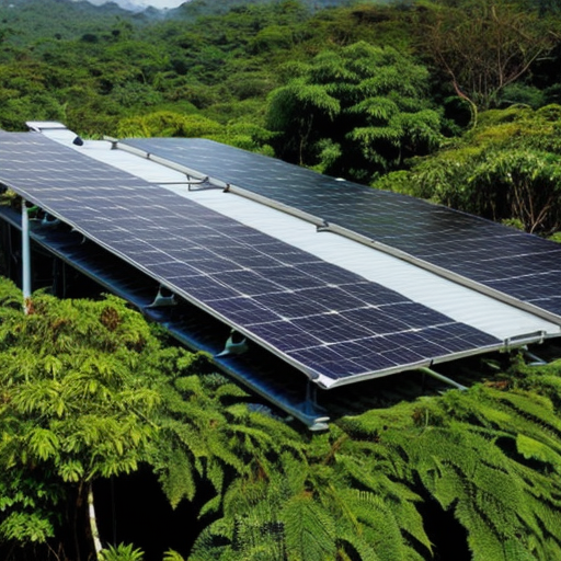 rain forest with solar panels
