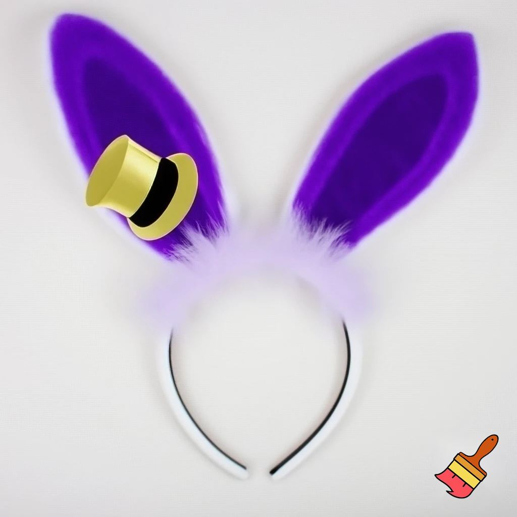Easter bunny top hat headband, purple, purple and white with gold top hat top hat headband