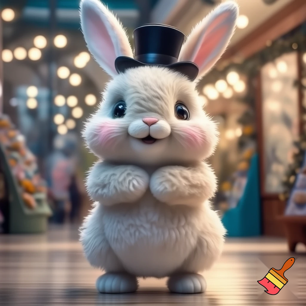 Easter bunny mascot costume shopping Centre winter top hat